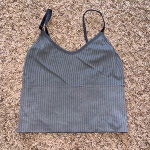 Gray Ribbed Tank Top